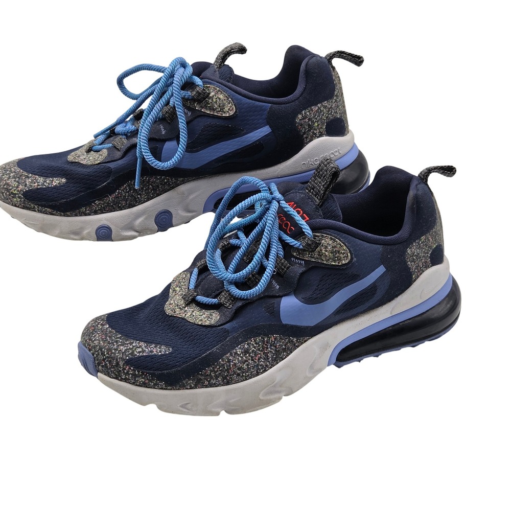 Nike Air Max 270 React Sneakers Youth 5.5Y Womens 7 Blue Athletic Trainers